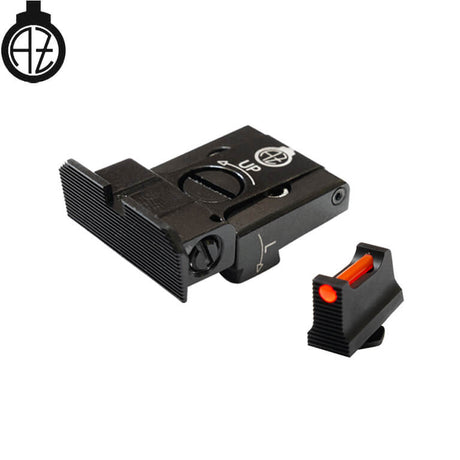 Adjustable sights for Glock [G17, G19, G26 & other] with fiber optics | type A