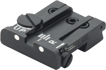 Tanfoglio Limited, EAA Witness, IWI Jericho, Springfield P9 fully adjustable rear sight [old dovetail 9.5 mm] | with white dots