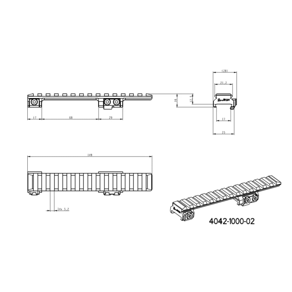 CZ 550 & CZ 557 Short Action Picatinny rail [steel]