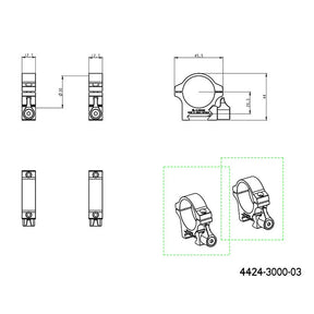 30mm scope rings | Picatinny base with lever - Low